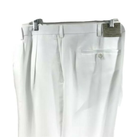 Pacelli Pants Pacelli Mens White Dress Pants Pleated Front Cuffed